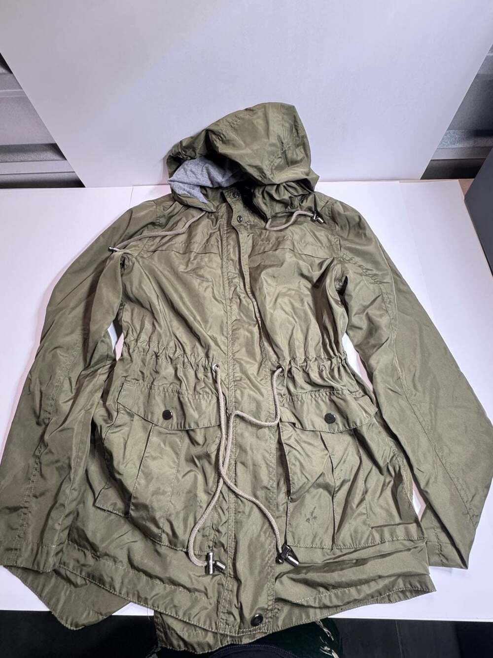 Merona Women's Olive Green Utility Anorak Parka Jacket with Hood Medium